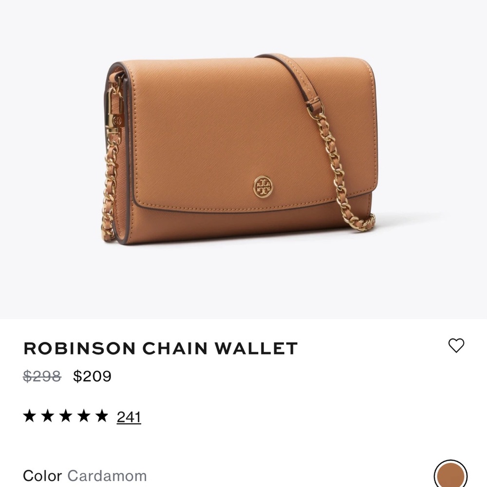 Tory Burch Tan Robinson Chain Wallet